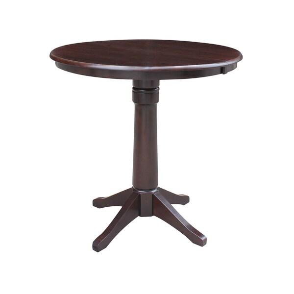 International Concepts Round 36 in Rd Top Pedestal Table, 12 in Leaf, 34.9 inH, Adjustable Height, Rich Mocha, 36 W, 48 L K15-36RXT-27B-6B - main